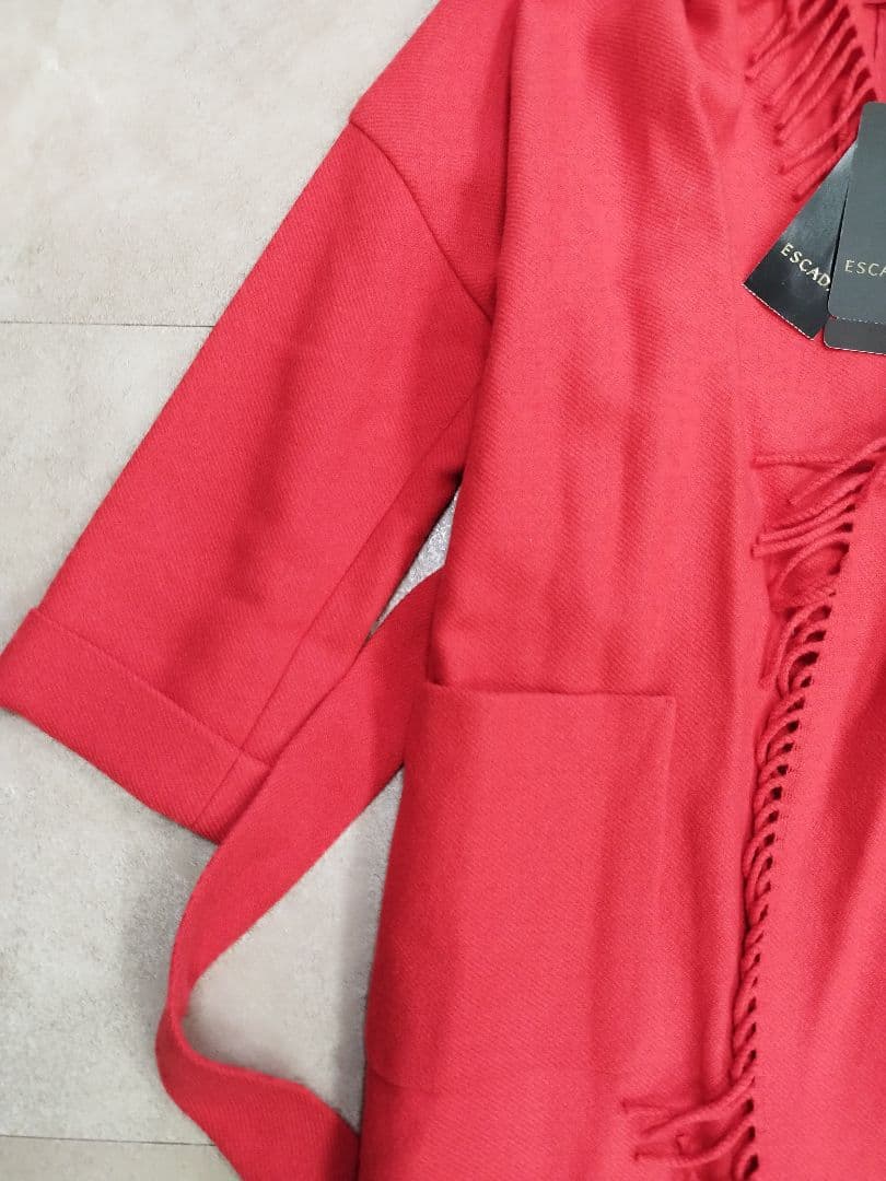 新品未使用タグ付 ESCADA エスカーダ ウールコート フリンジ 32