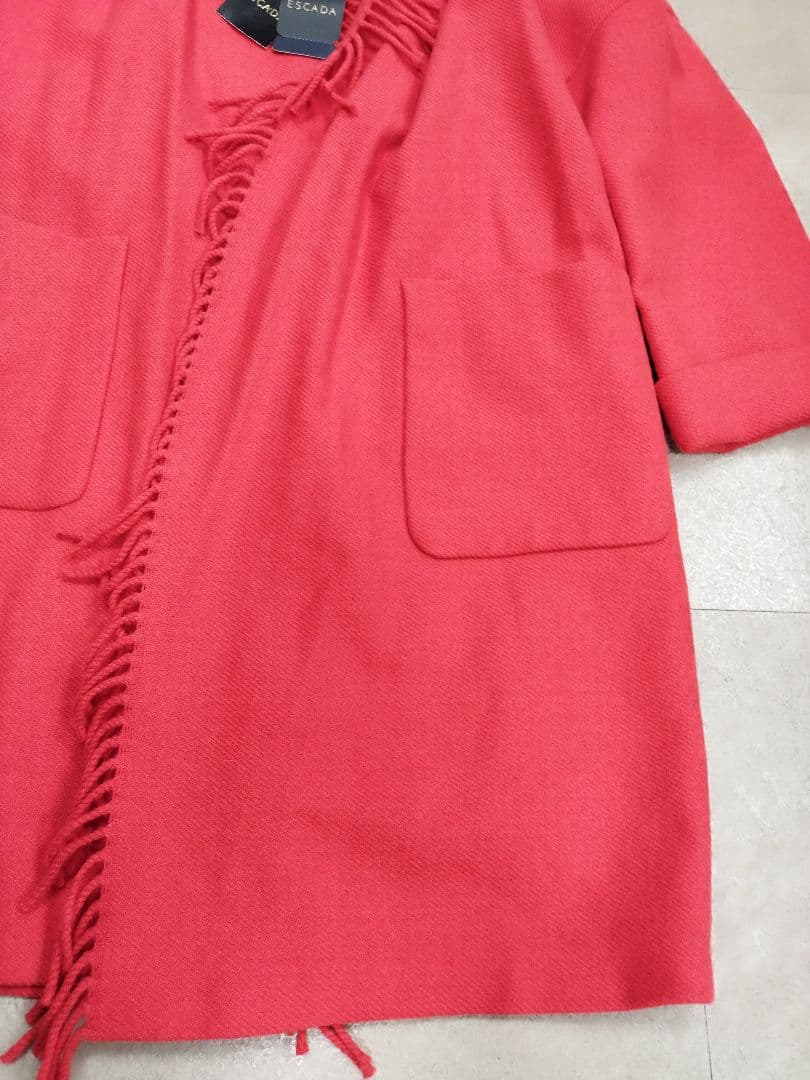 新品未使用タグ付 ESCADA エスカーダ ウールコート フリンジ 32