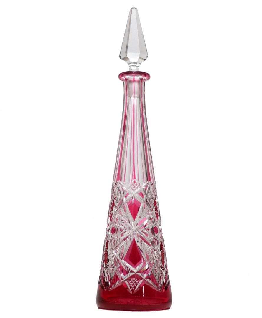 オールド・バカラ 最上級モデル ラグニー 赤色被せ 大型 カラフ アンティーク