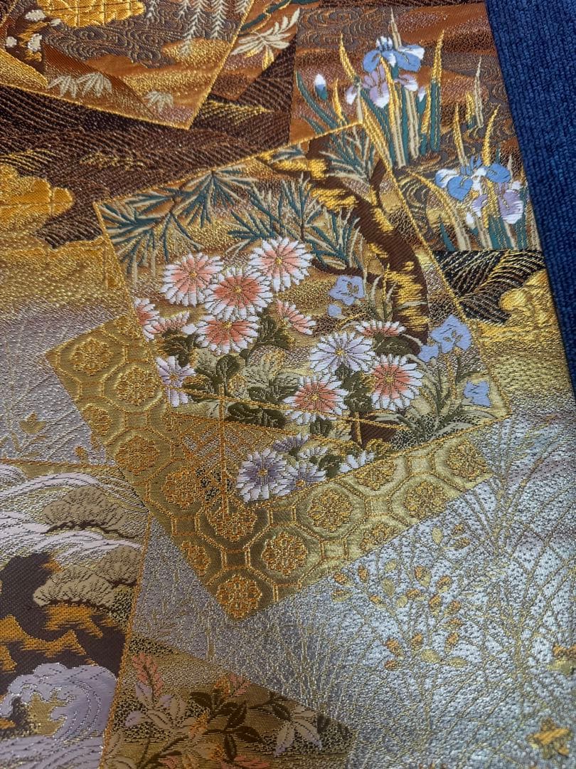 2667袋帯 古代彫金紋 西陣織 金糸　高級上質上品　約440cm 未使用