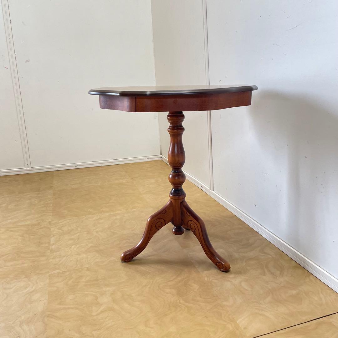 イタリア サイドテーブル 猫脚 象嵌 彫刻 アンティーク調 花台 コンソール