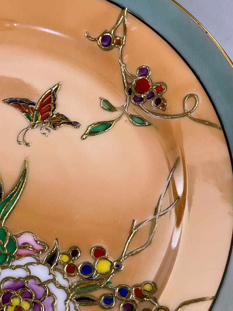 オールドノリタケ ラスター彩 ２枚セット 蝶 バラ 縁金盛り 小皿 プレート