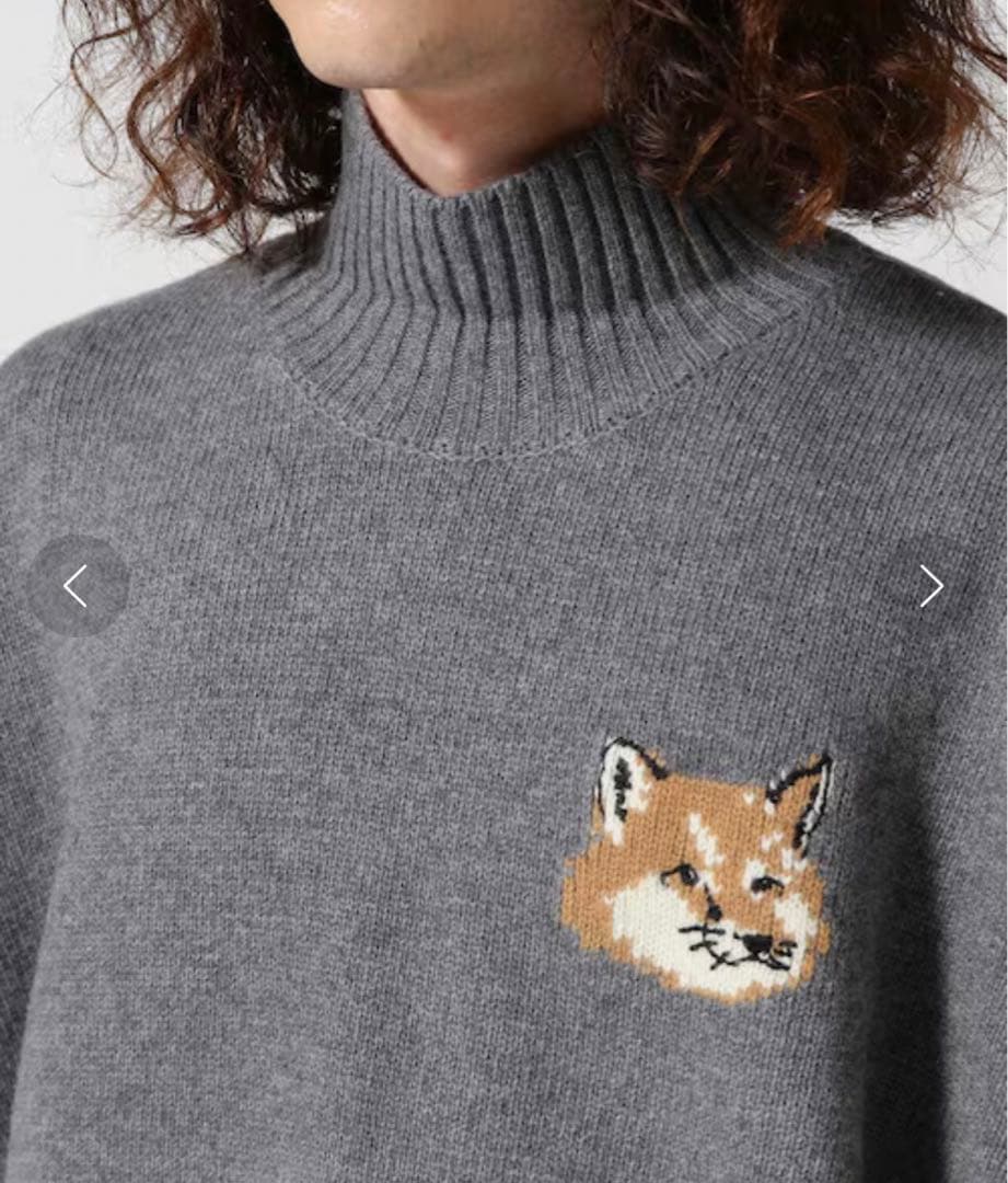 メゾンキツネ ハイネック プルオーバー ニット フォックスヘッド L