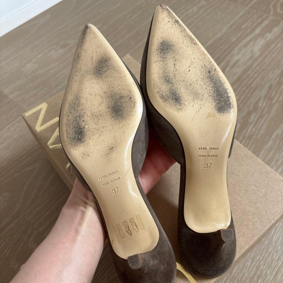 ドゥーズィエムクラス　グレー ポインテッドトゥ ミュール