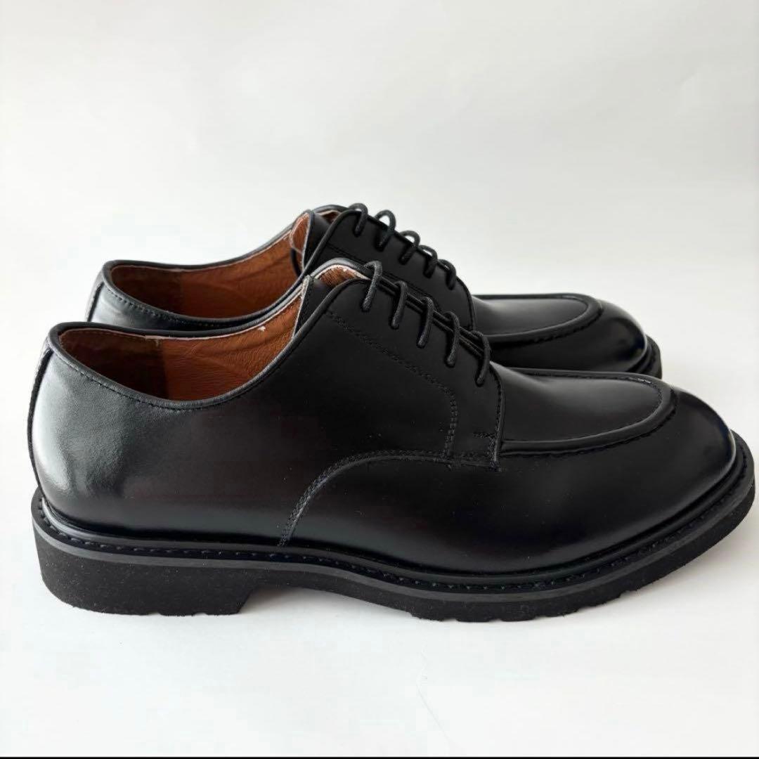 ✨極美品✨オックスフォード&ダービー プレーントゥUチップ 厚底レザービジネス黒
