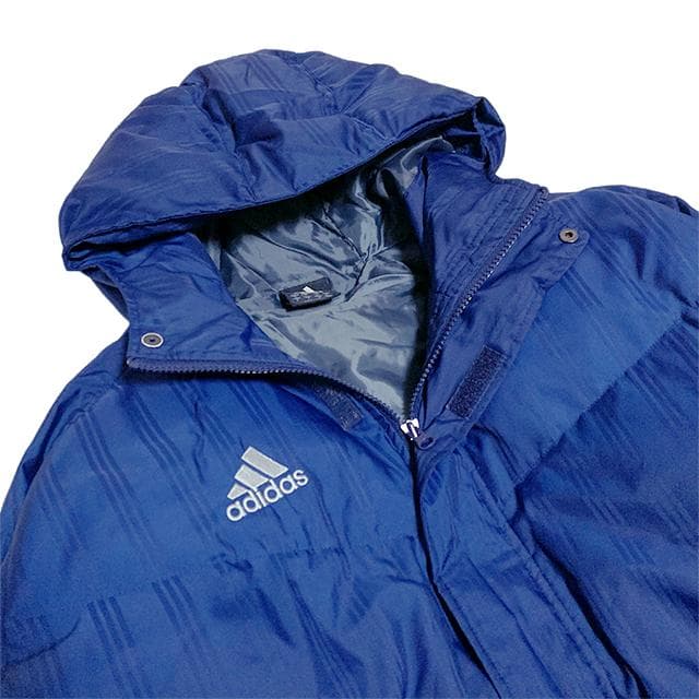 美品✨adidas ベンチコート ネイビー M 刺繍ロゴ ダウン フェザー