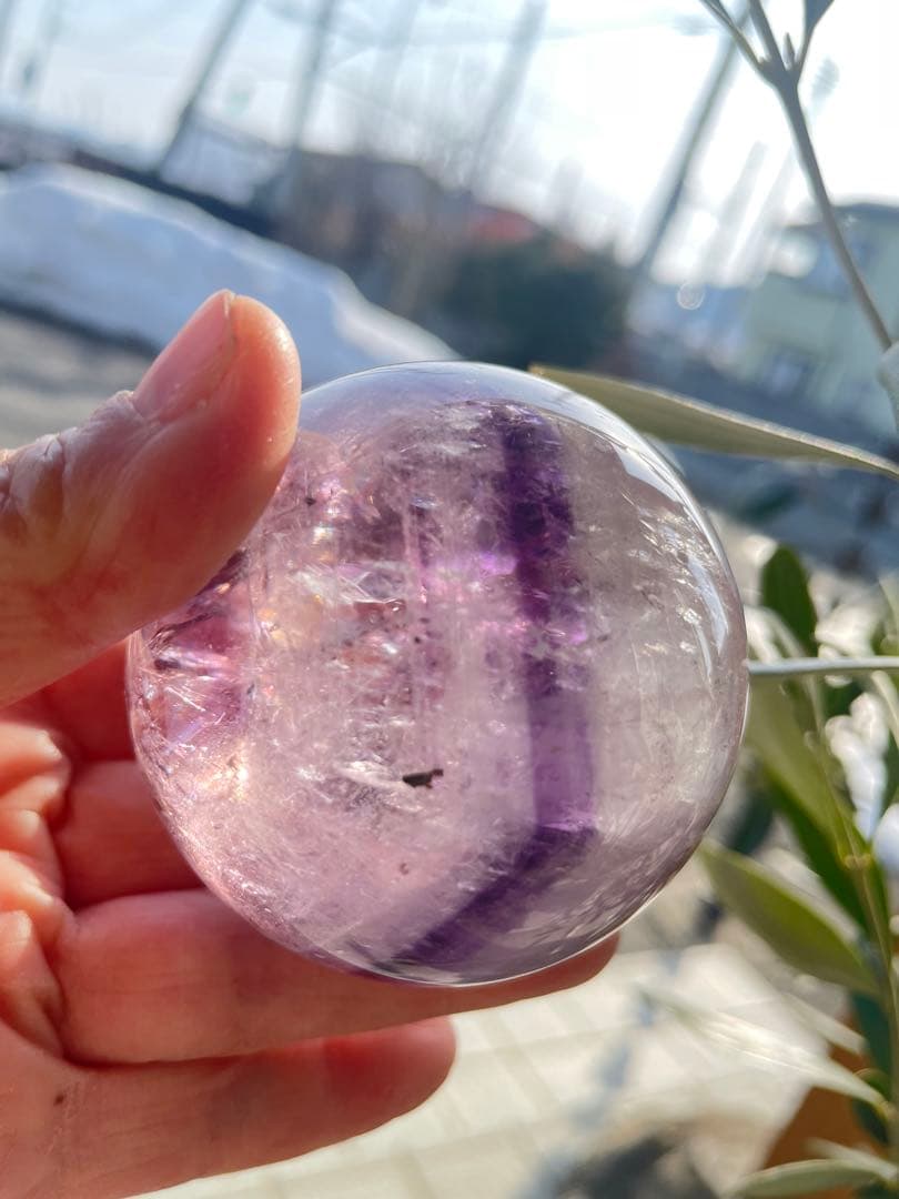 天然石　アメジストスフィア　ファントム　内包物入り