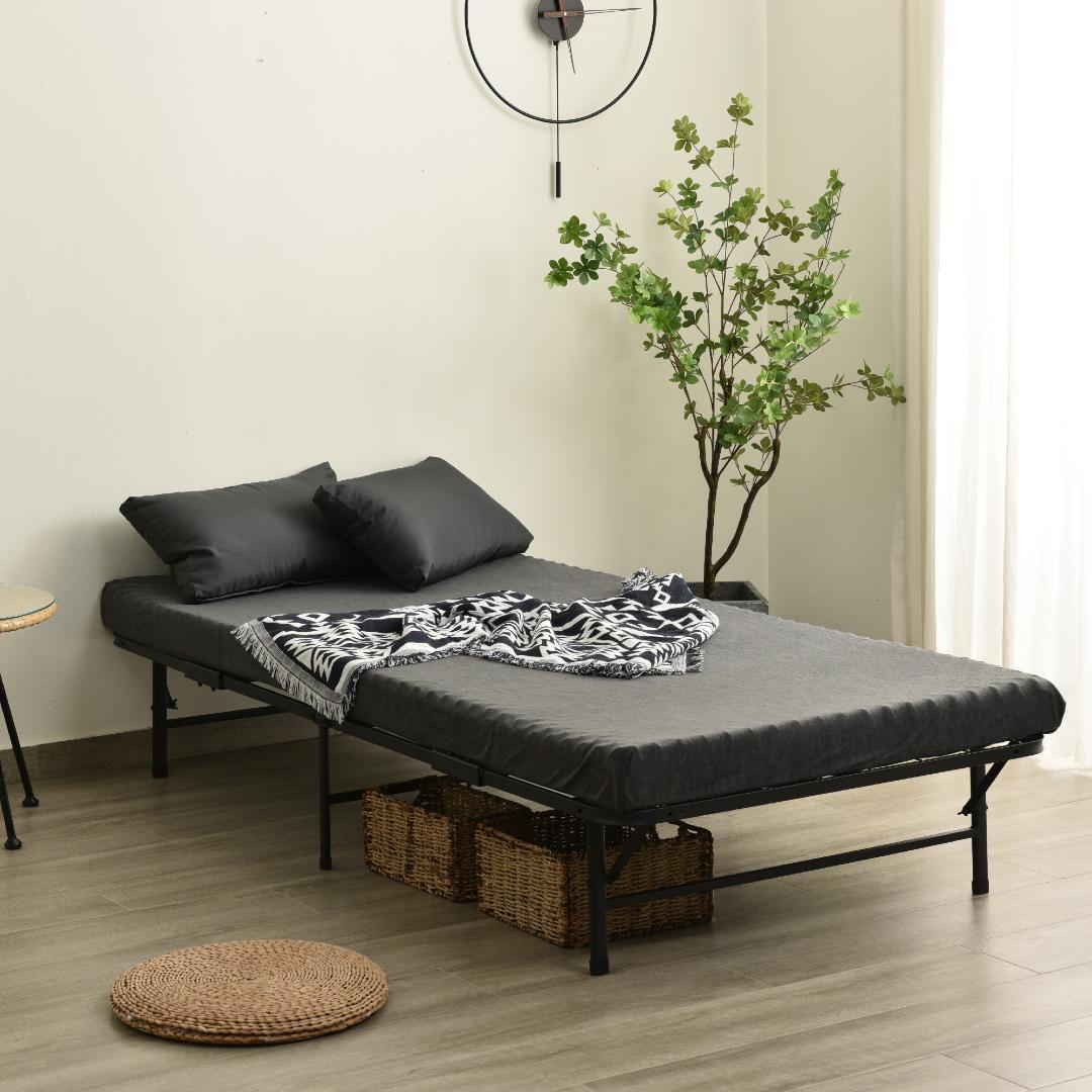 パイプベッド折りたたみベッドシングル 組立簡単 下収納 シングルベッド収納通気性