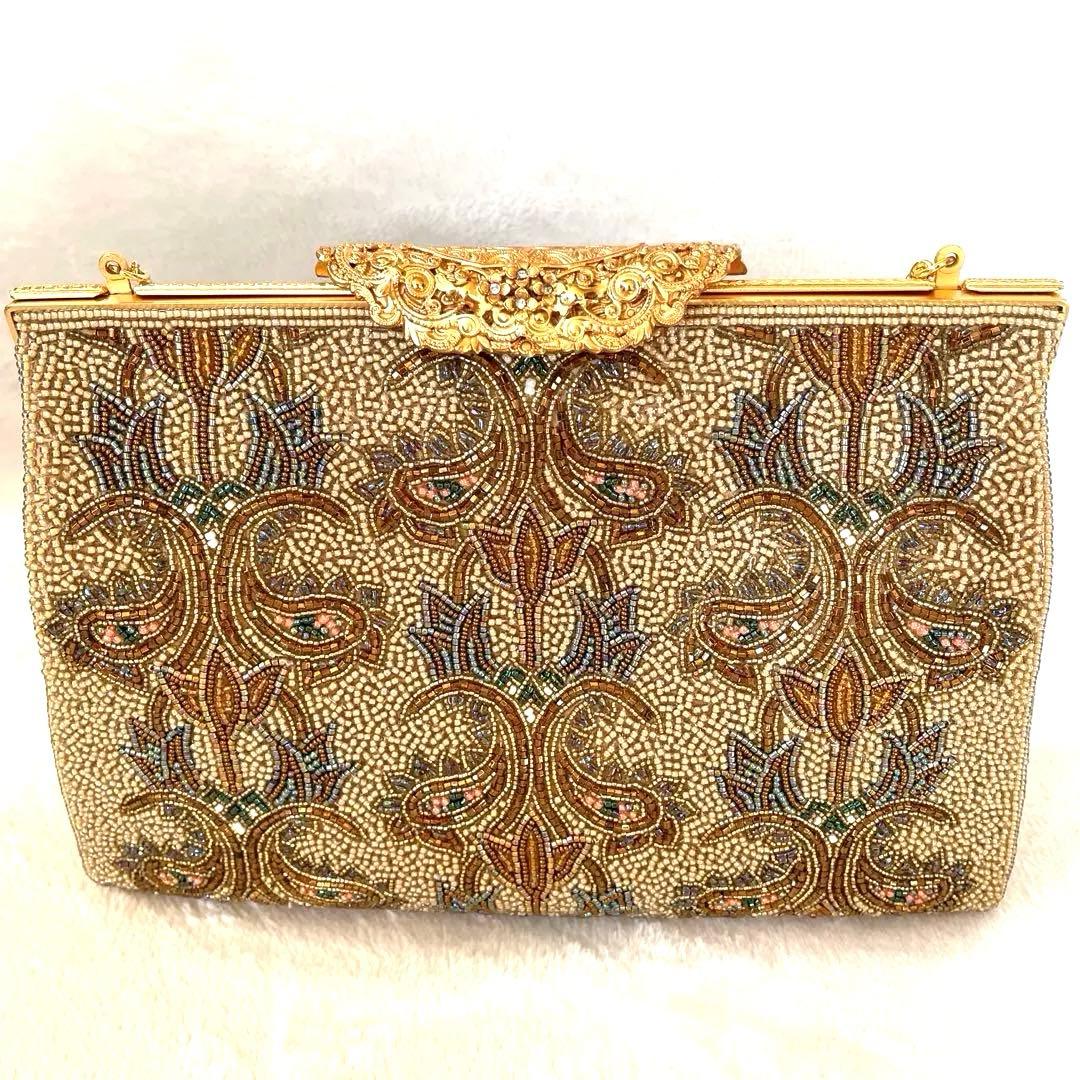 二重糸本刺繍ビーズバック.卒業.入学式 結婚式　パーティーバック　高島屋