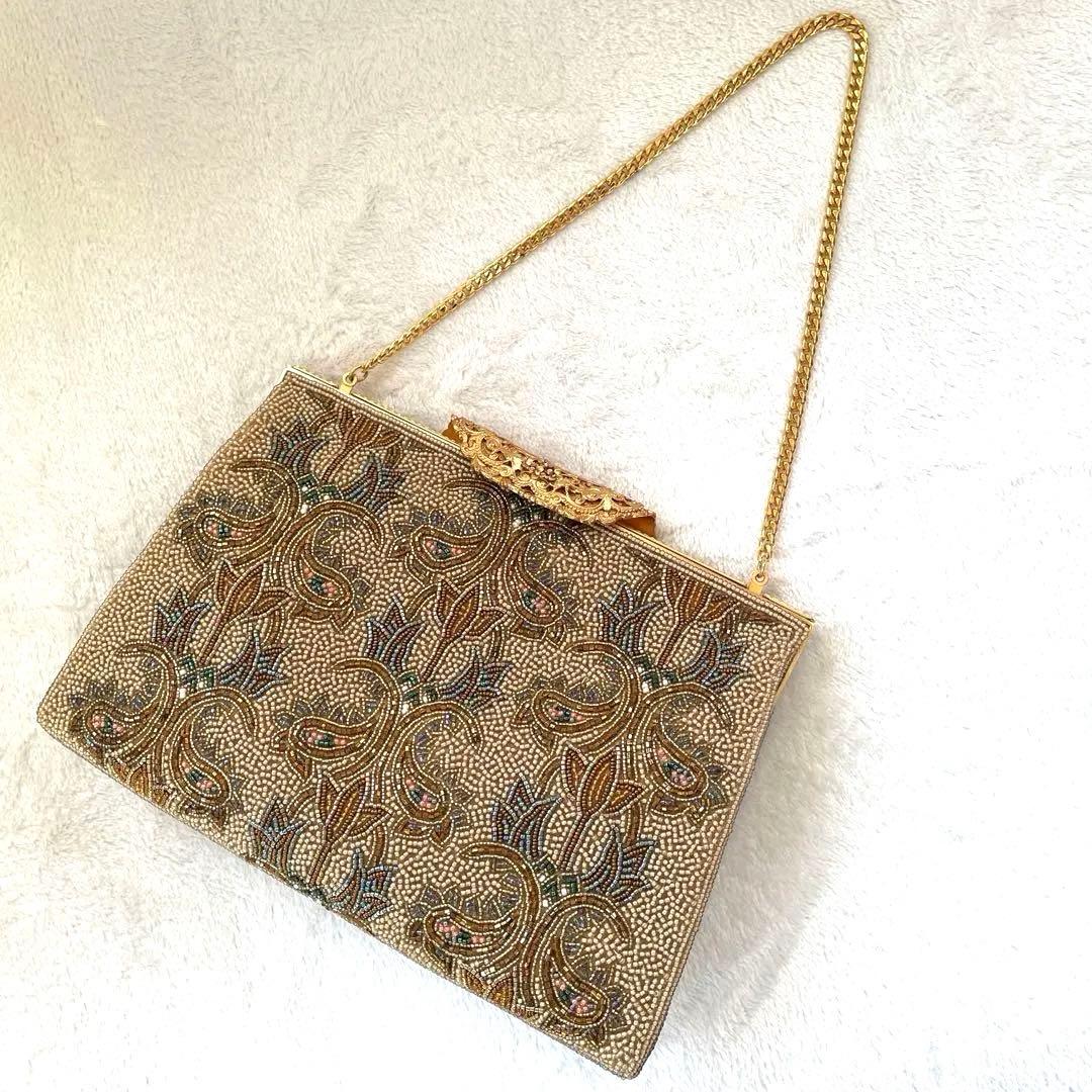 二重糸本刺繍ビーズバック.卒業.入学式 結婚式　パーティーバック　高島屋