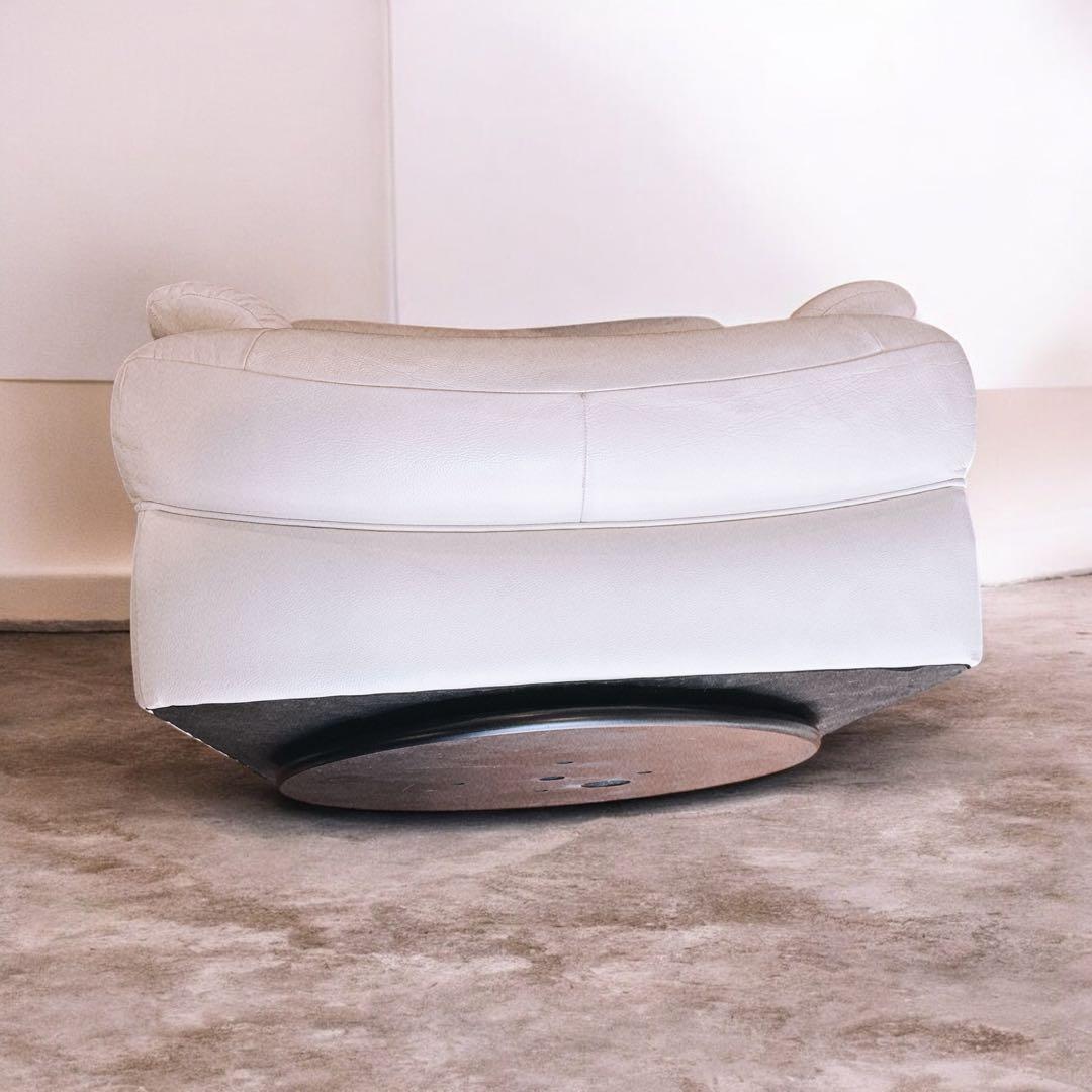 Chitano 本革 回転式 1人掛けソファ ホワイト
