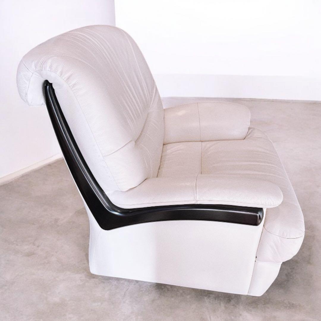Chitano 本革 回転式 1人掛けソファ ホワイト