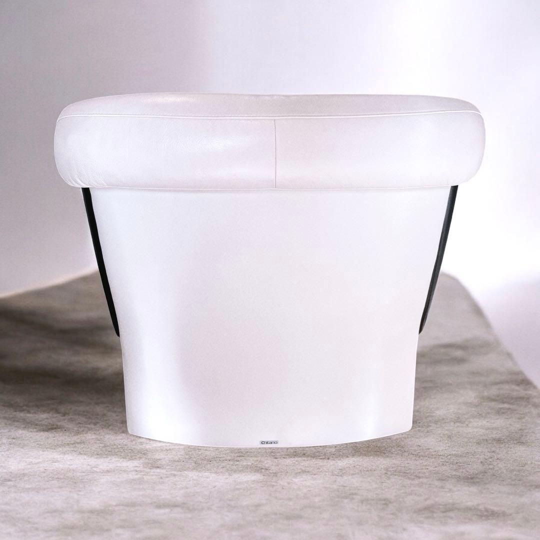 Chitano 本革 回転式 1人掛けソファ ホワイト