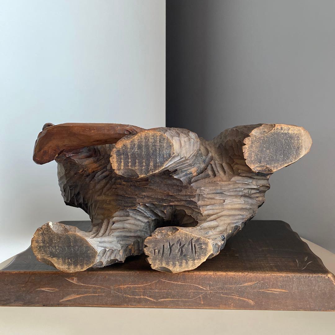 木彫り熊 鮭 置物 北海道 昭和 レトロ アンティーク ビンテージ 希少 骨董