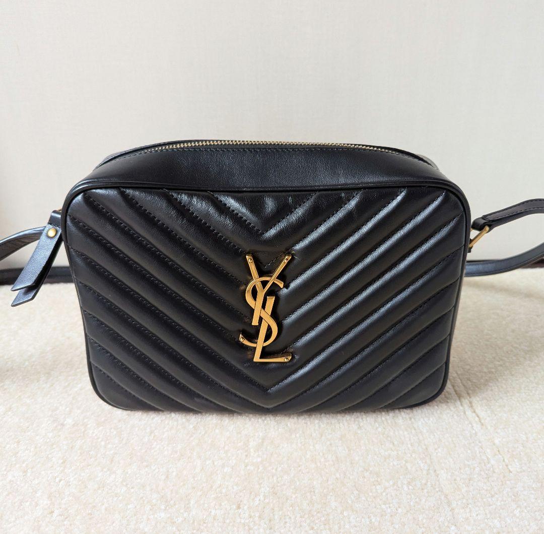 【極美品】サンローラン ルー カメラバッグ ショルダーバッグ ブラック ゴールド