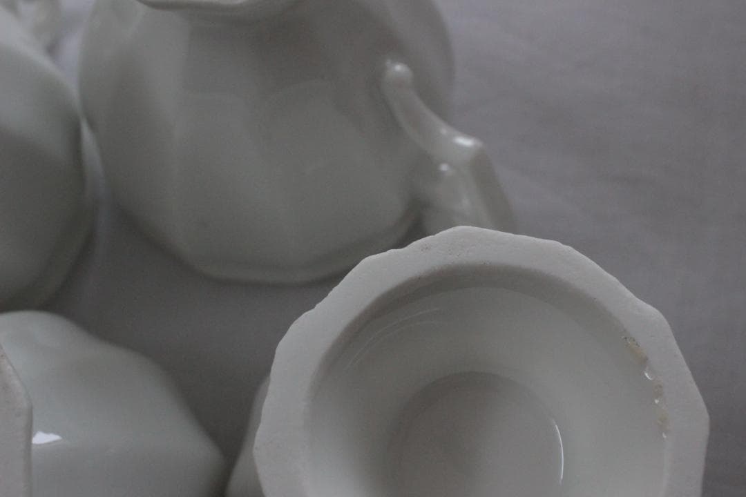 お花のクリームポット【ポ・ア・クレム】ポーセレン白磁器 /フランスアンティーク