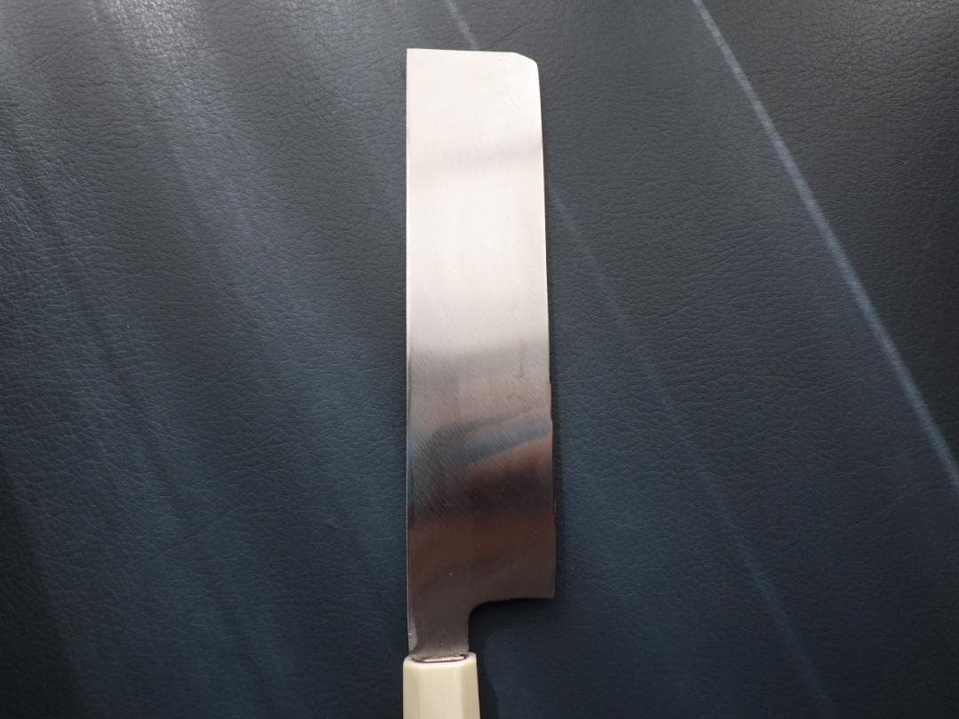 ゆ*う様 ㊧薄刃包丁★人工象牙カスタム銀巻三段柄/手研ぎ済み★左利き用