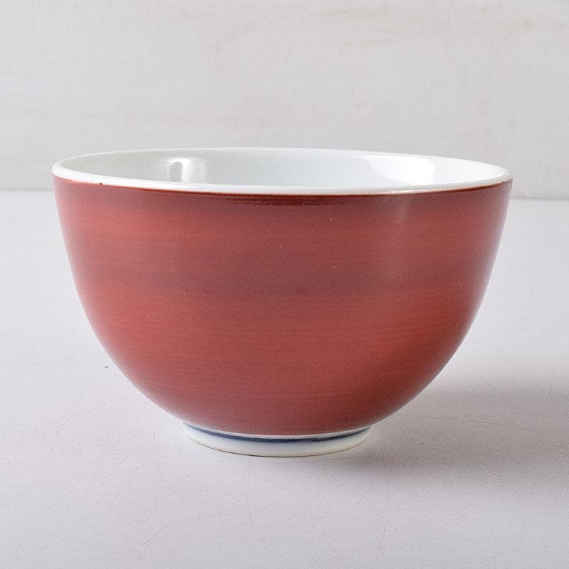 茶道具　京焼　清水焼　谷口良三作　辰砂　内達磨染付　茶碗　共箱　V　R8498