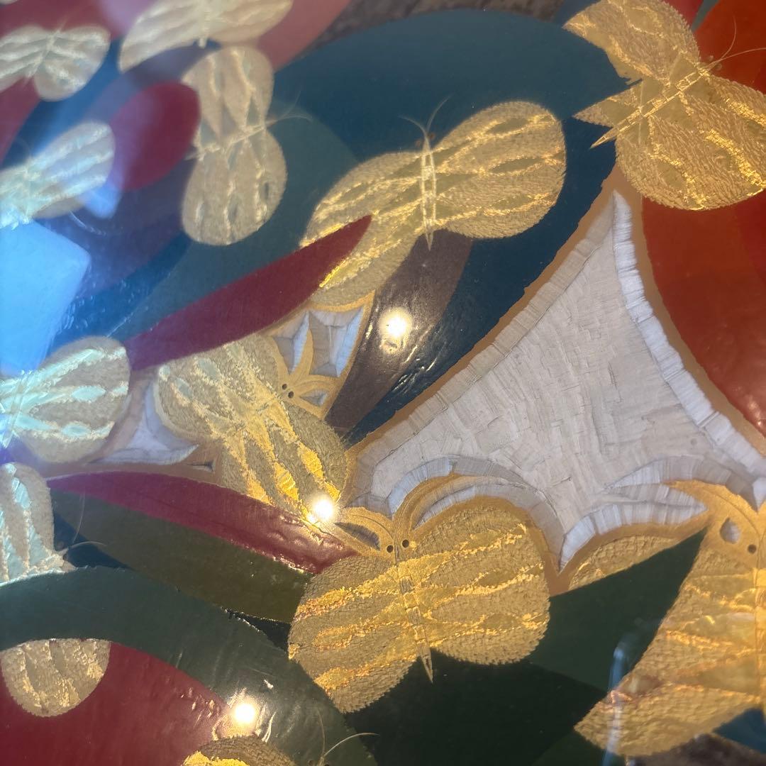 日本画　重要無形文化財　蝶　漆　金箔　安本一夫