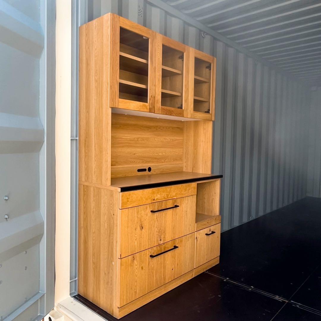 取付無料！末次家具工芸 FLEX120 北欧風ナチュラルキッチンボード 食器棚✨