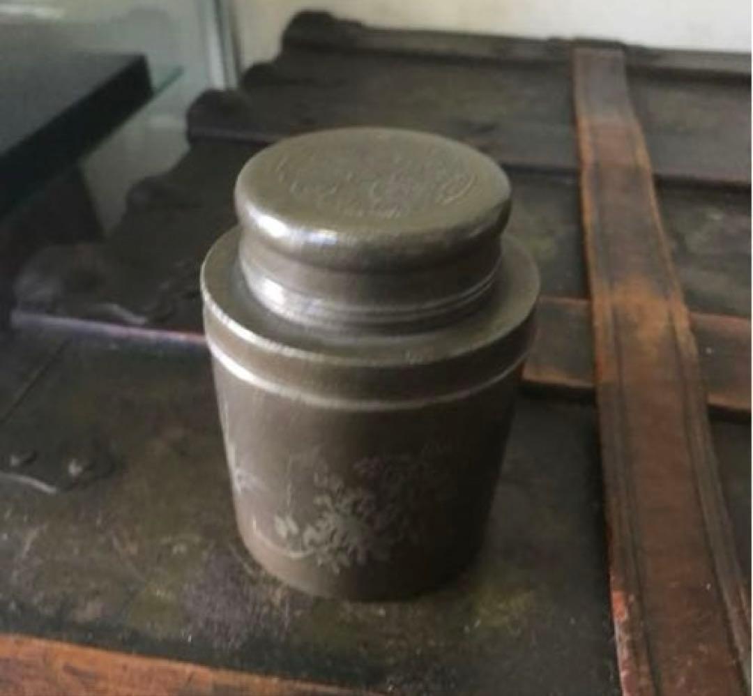 美品　茶道具　古錫　茶入　茶壷　茶心壺　煎茶道具　茶道　繊細な彫りが素敵な