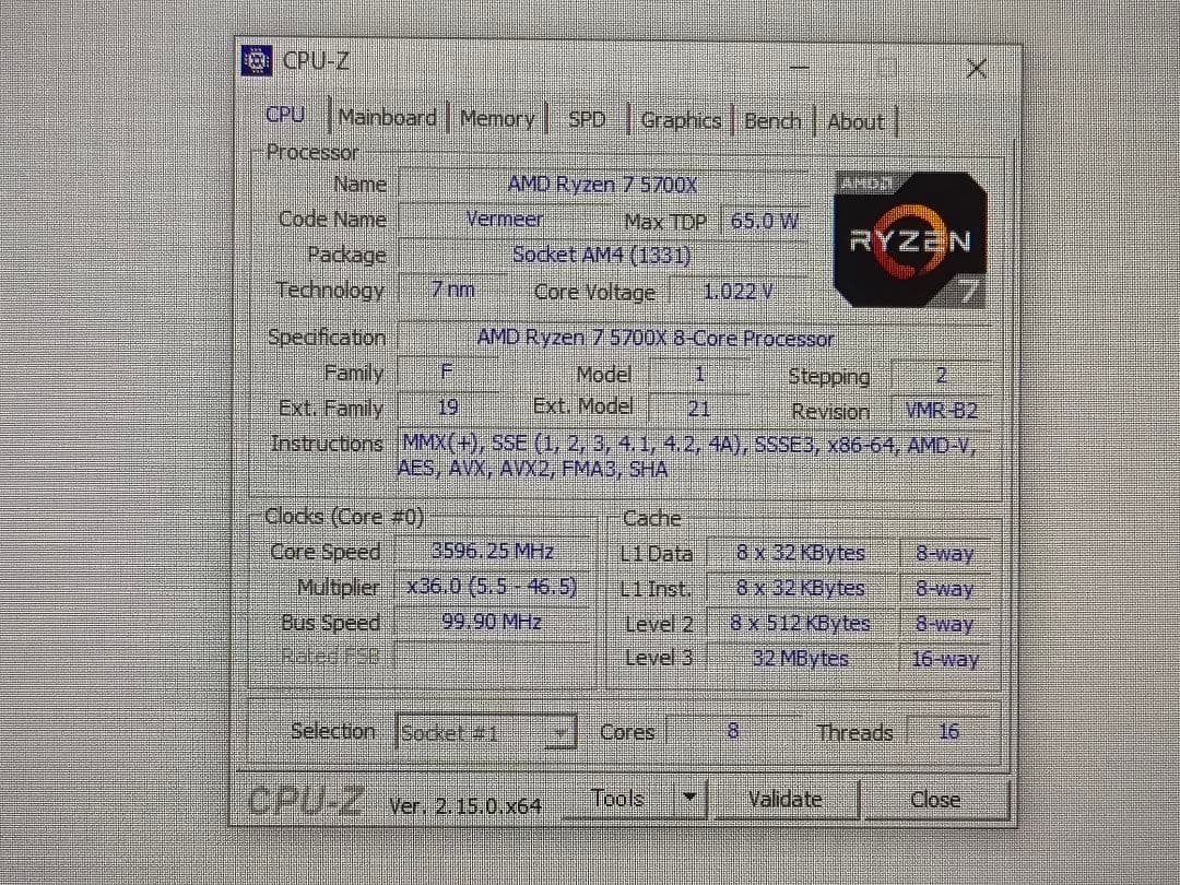 マザーボード Ryzen 7 5700X MSI B550M DDR4 3600 16GBx2