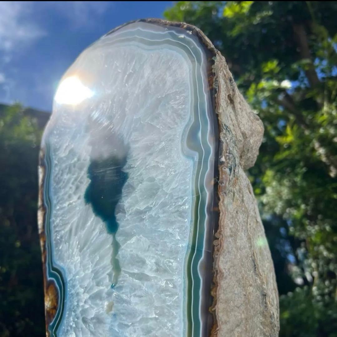 ☆家宝級 大迫力☆16.79kg!!☆爽やかブルー発色☆ブルー瑪瑙 原石 天然石