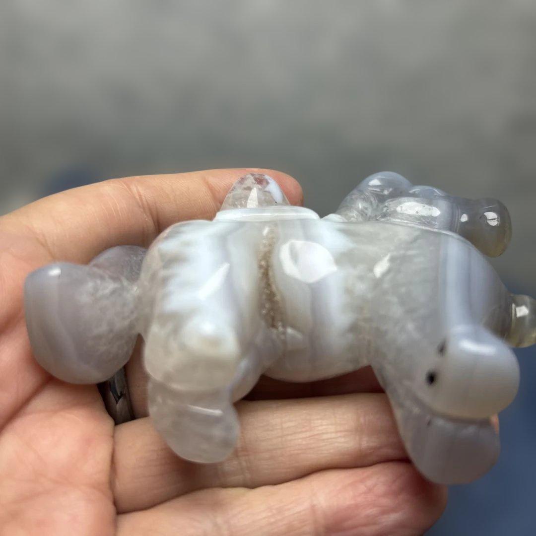 最高品質瑪瑙　馬の置き物　台付き　12-2