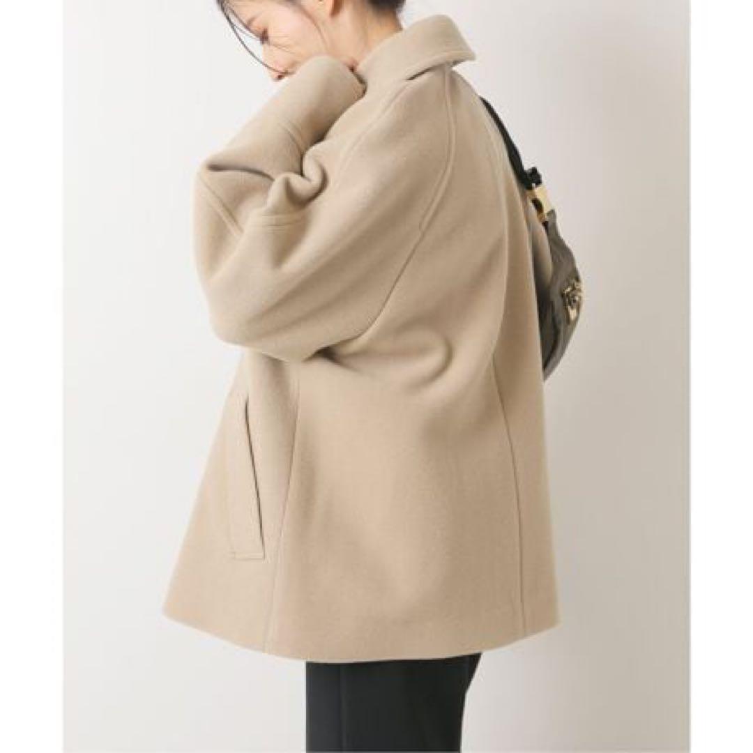 スピックアンドスパン W/Nyモッサステンカラーショートコート 38 ベージュ