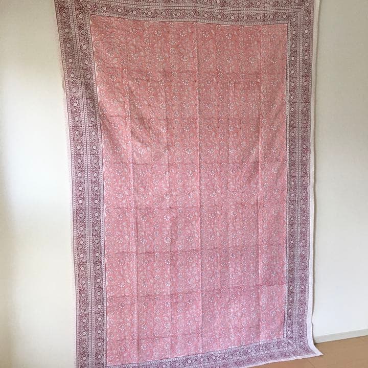 #127 カンタキルト　ブロックプリント　ピンク