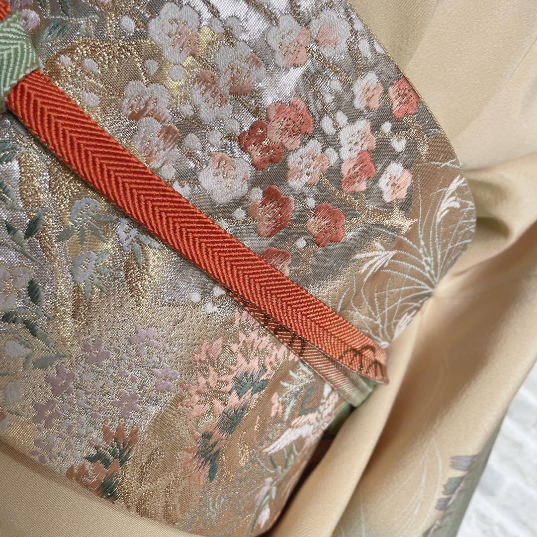 訪問着+長襦袢　フルセット　川のほとり　橋　金彩　金駒刺繍　入学式　卒業式　I3