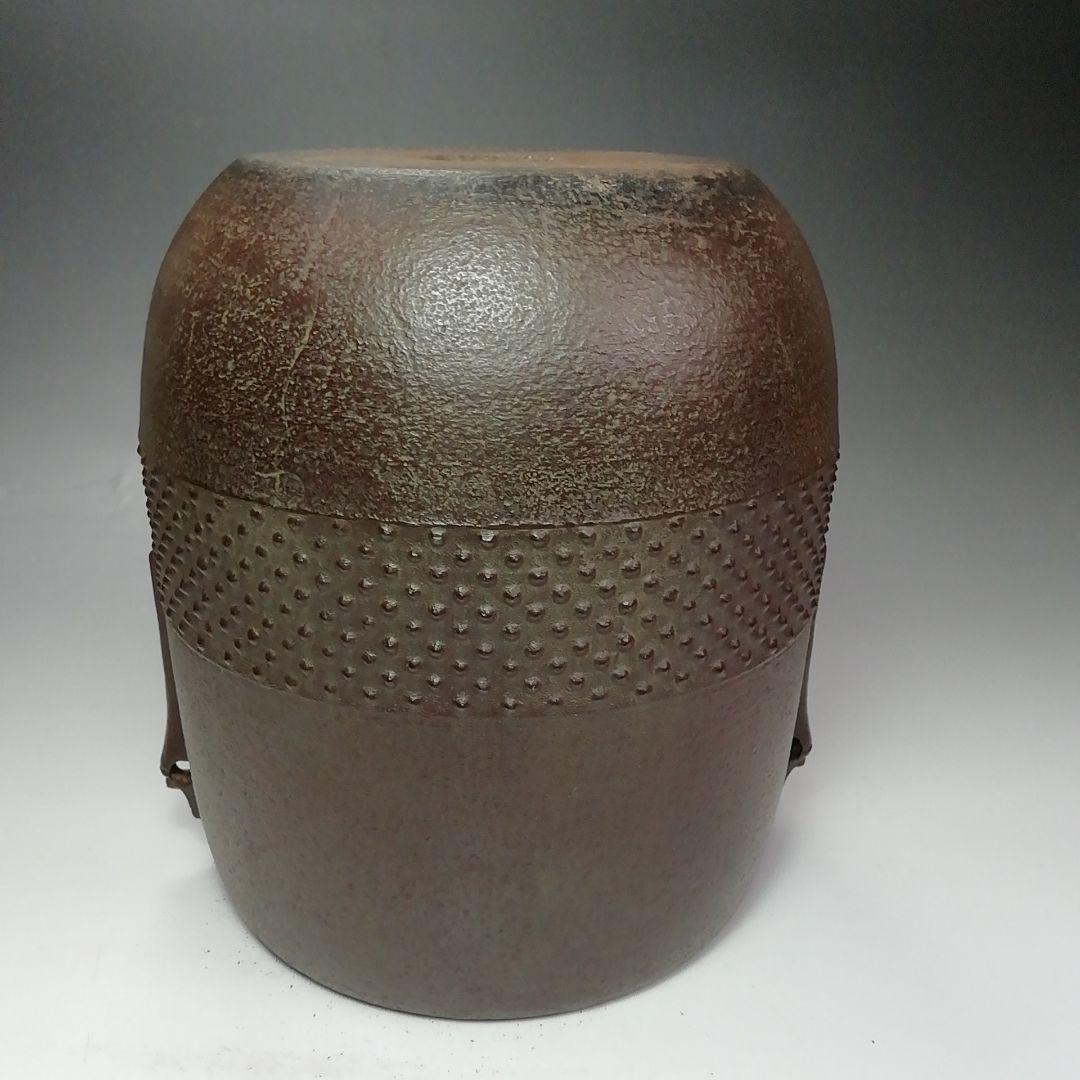 Ｓ６１４　茶釜　『腰霰　姥口竹耳釜』『人間国宝　高橋敬典作』　共箱　茶道具