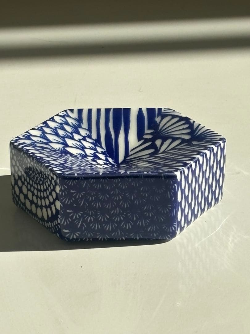 ヘイニリータフフタ　ヘキサゴン　ディッシュ　ブルー　アラビア　レア　小物置き