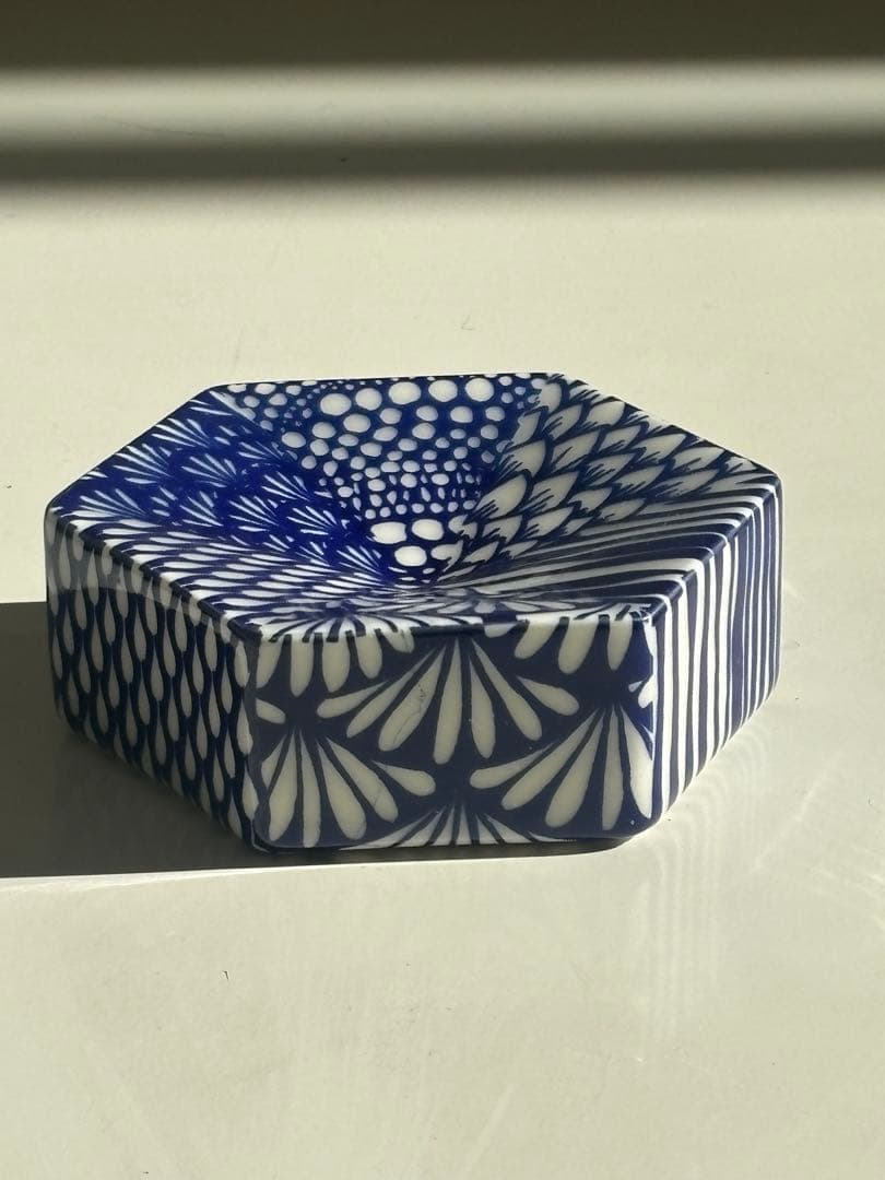 ヘイニリータフフタ　ヘキサゴン　ディッシュ　ブルー　アラビア　レア　小物置き