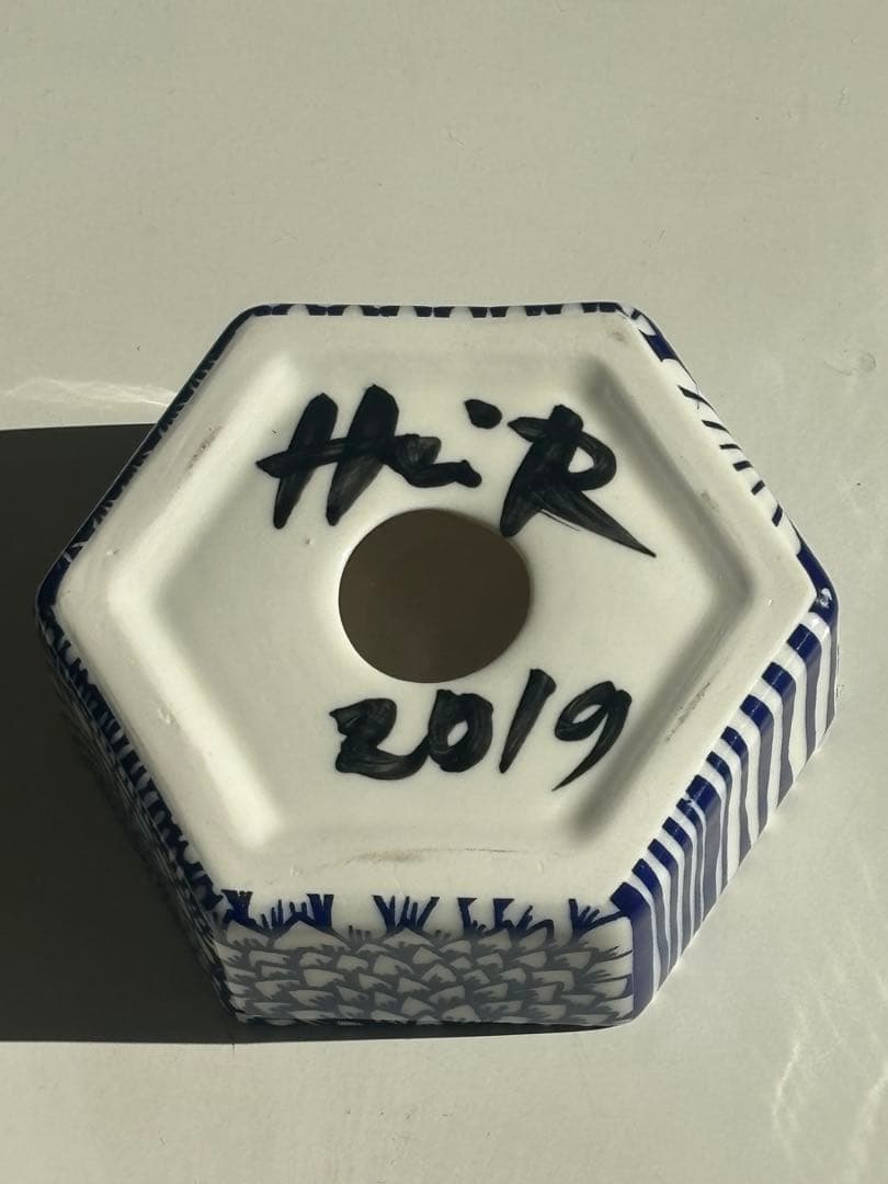 ヘイニリータフフタ　ヘキサゴン　ディッシュ　ブルー　アラビア　レア　小物置き