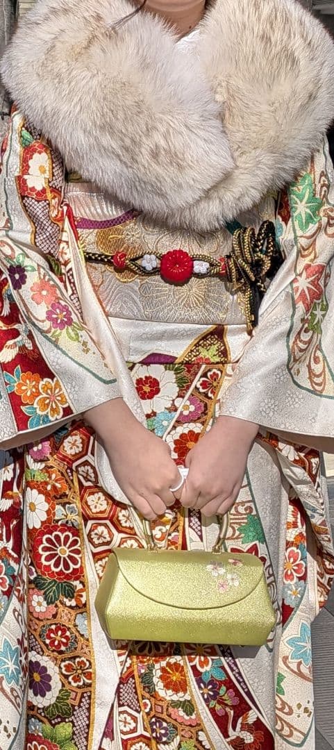 成人式用 草履 バッグセット 桜 若草　25cm