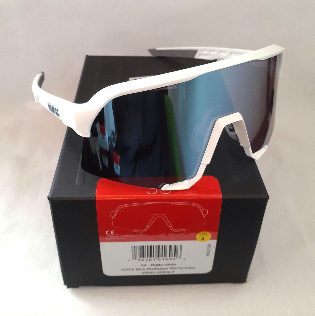 最新版 100% S3 マット ホワイト ブルー ワンハンドレッド サングラス