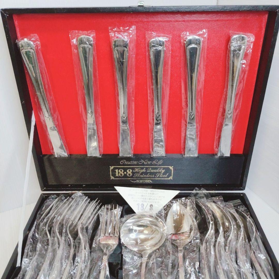 【未使用品】AZUMA 18-8 ステンレスカトラリーセット 50本