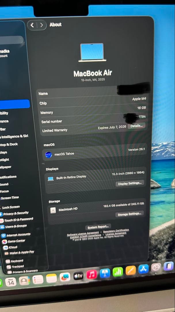 15インチMacBook Air M4チップ 16GB 256GB スターライト