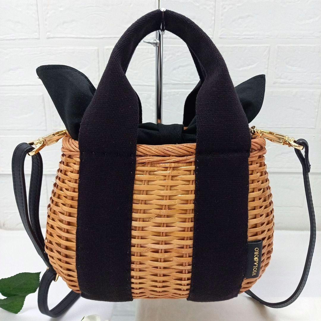 ☆美品☆《VIOLAd'ORO 》ラタン カゴバッグ ショルダー 2way
