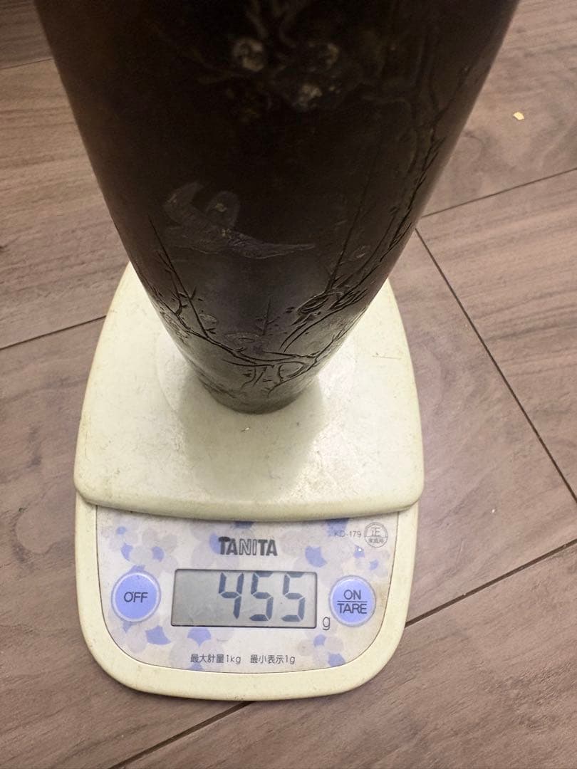 花瓶 銀鑲嵌 古銅製