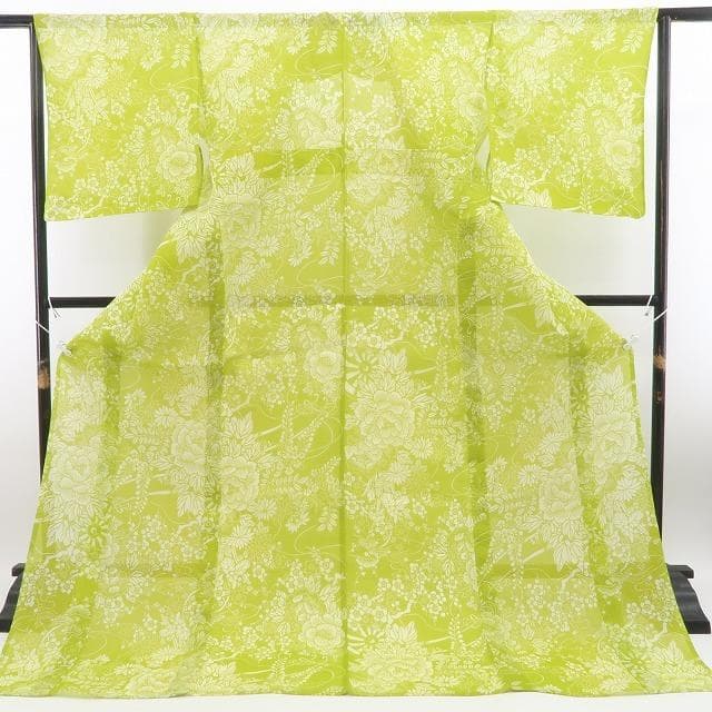 ponpon 新品 竺仙 絹紅梅 夏着物 仕付け糸付 高級浴衣 6082