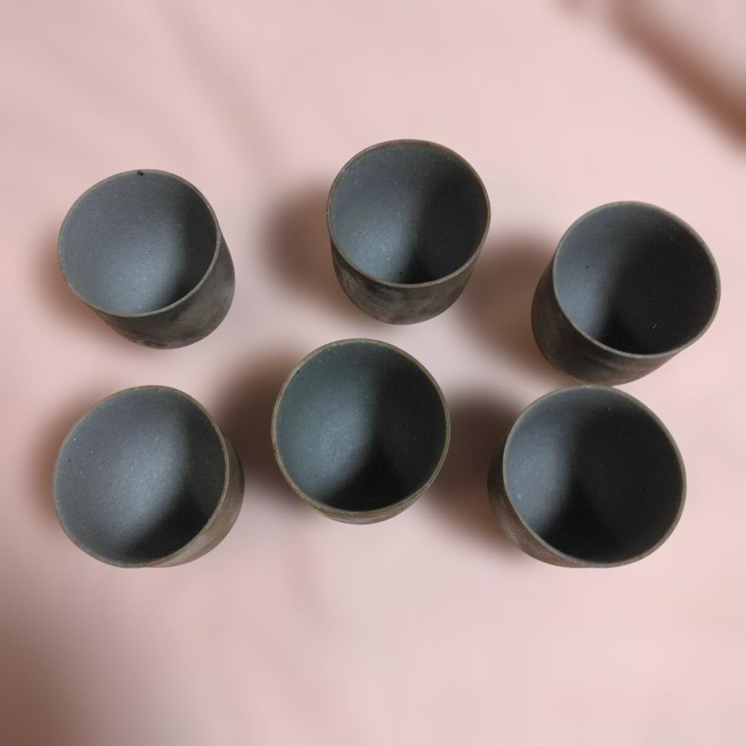 備前焼　明石政幸作　湯呑揃