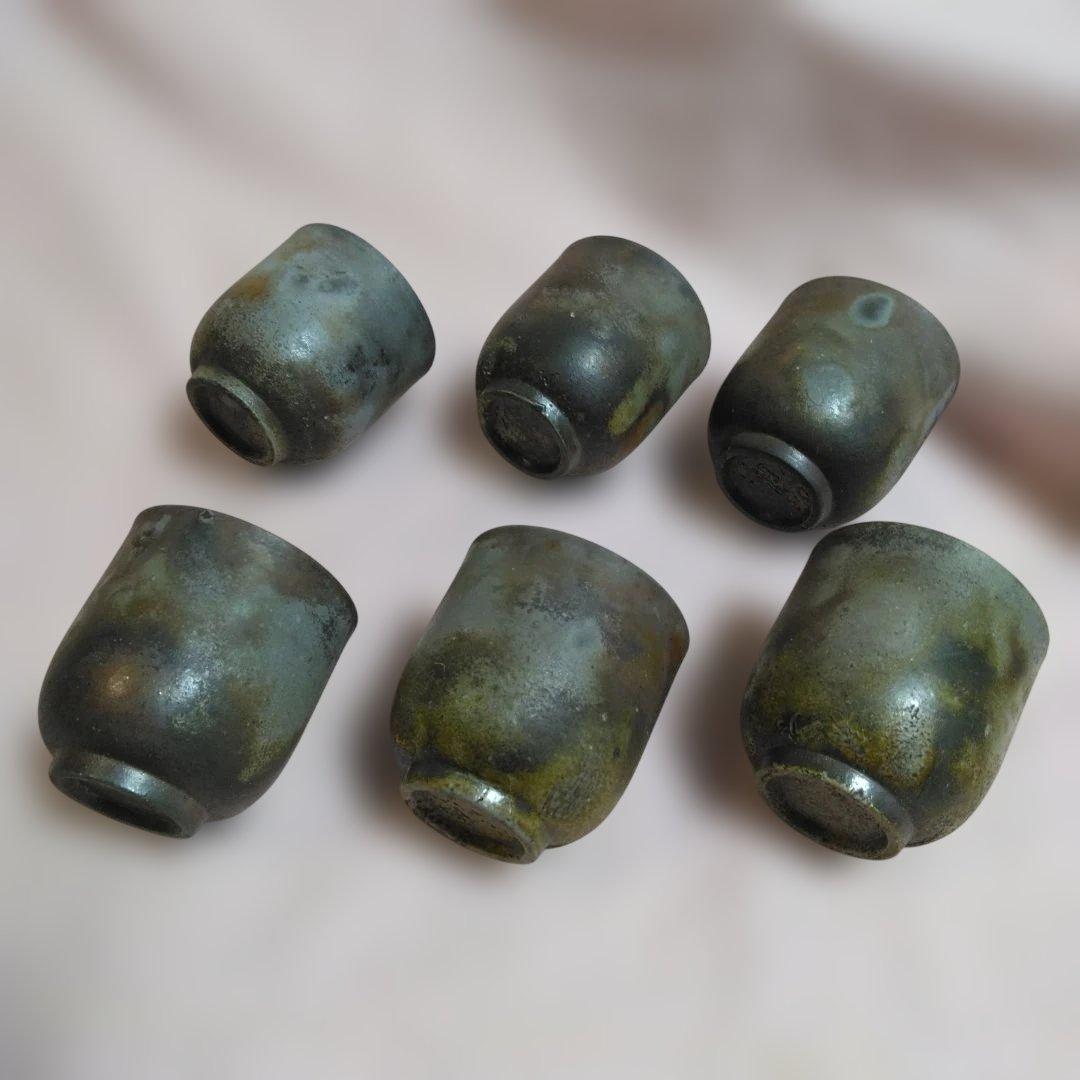 備前焼　明石政幸作　湯呑揃