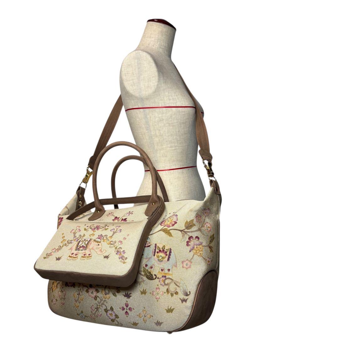 岡重　オカジマ　OKAJIMA 和装　像柄　2way ショルダーバッグ　ポーチ付