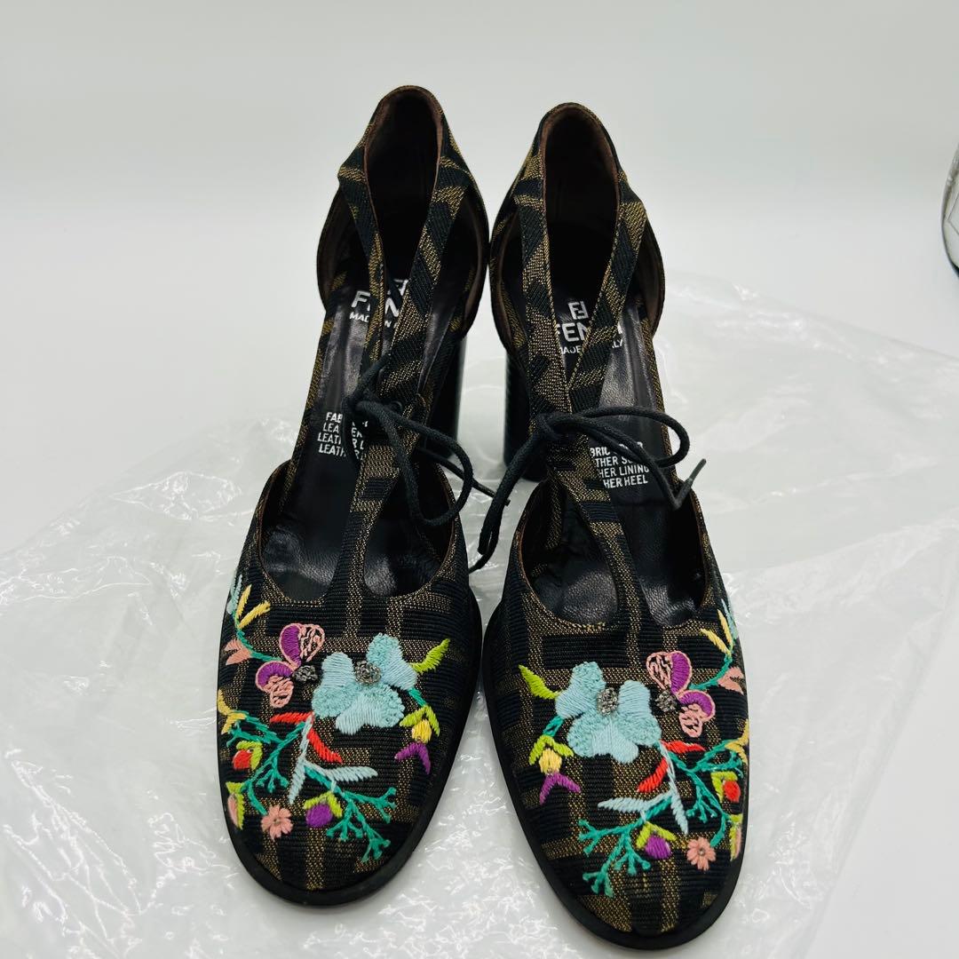 FENDI フェンディ ズッカ柄 ヒール サイズ36 23cm 花柄