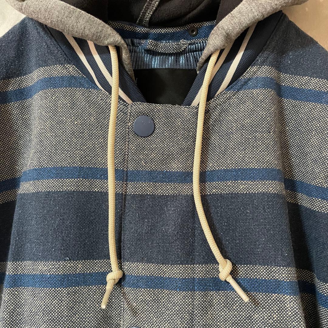 Burtonバートンスキーウェアスノーボードジャケットパーカー紺青ブルーボーダー