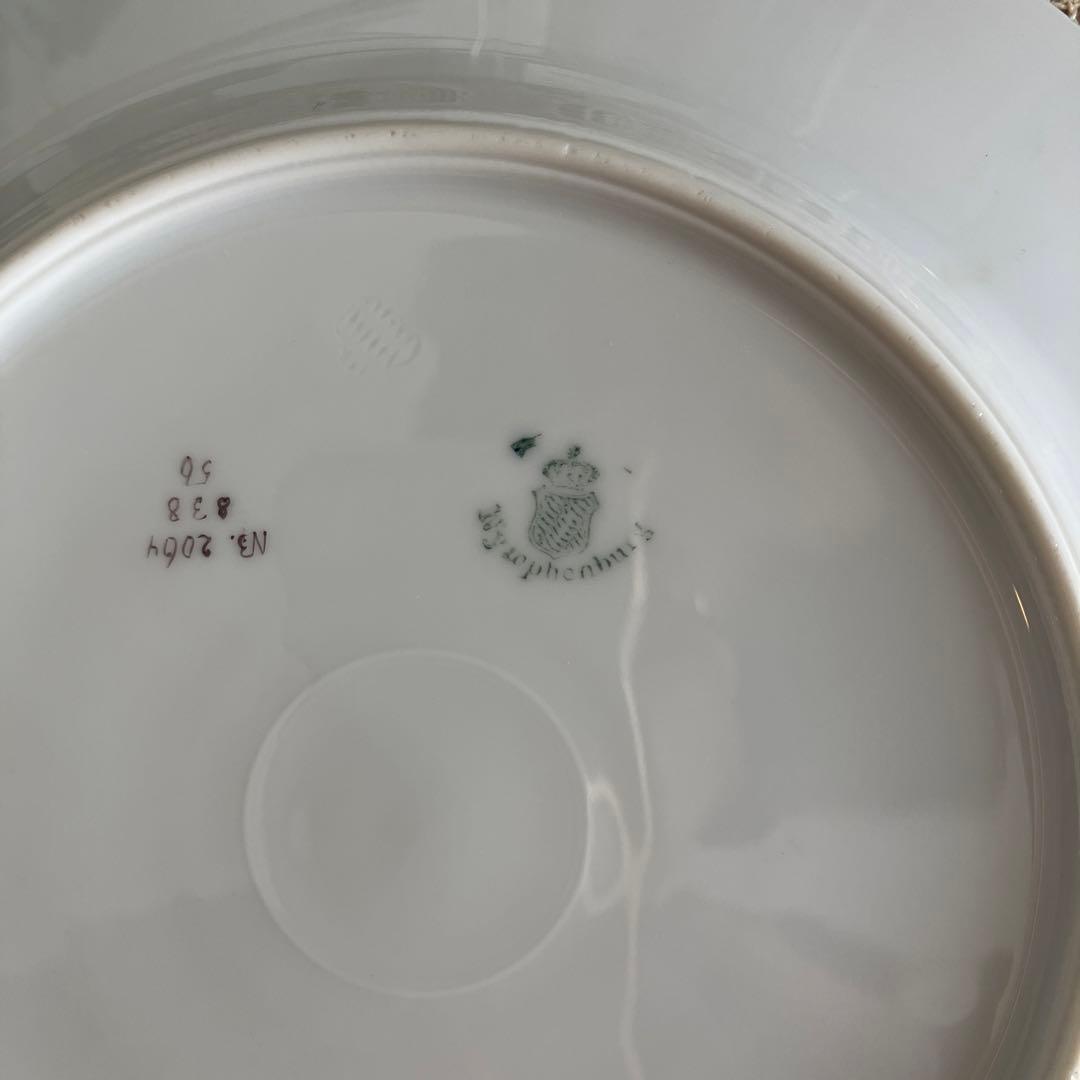 ニンフェンブルグ　アンティーク　ストライプと花束のトリオ