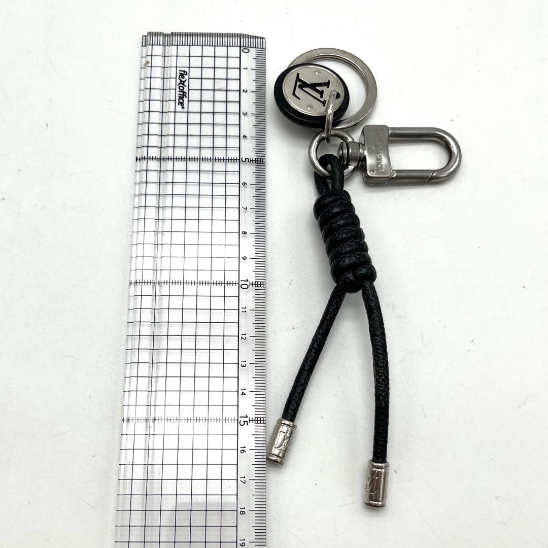ルイヴィトン ダミエグラフィット キーホルダー レザーロープ キーチャーム 黒