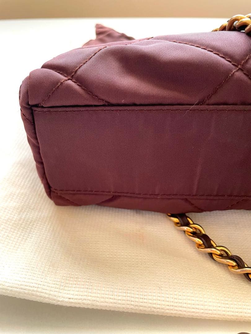 PRADAチェーンショルダーバッグ ナイロン ブラウン 白タグ50